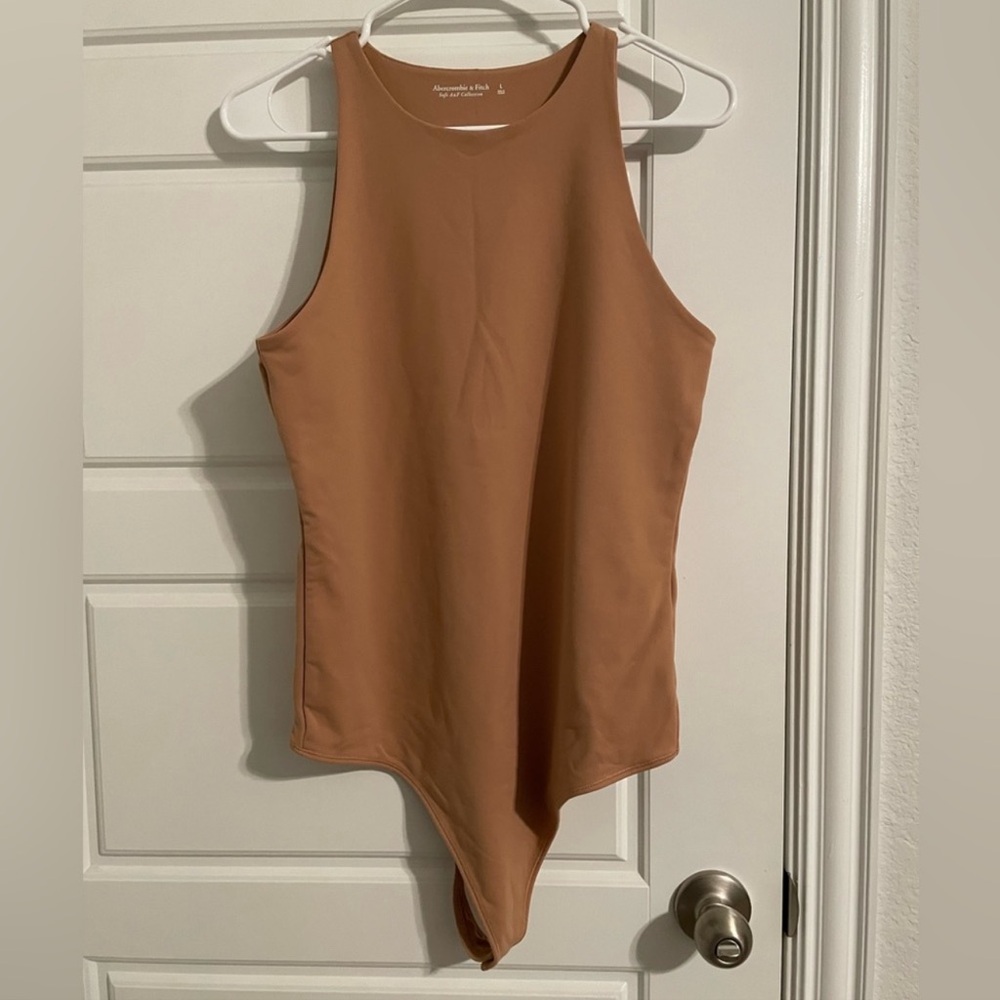 Abercrombie & Fitch Soft AF High Neck Sleeveless Tank Bodysuit Nude Size Large